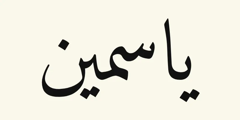 The name Jasmine in Arabic, ياسمين, in black Naskh lettering from the Amiri font on a cream background