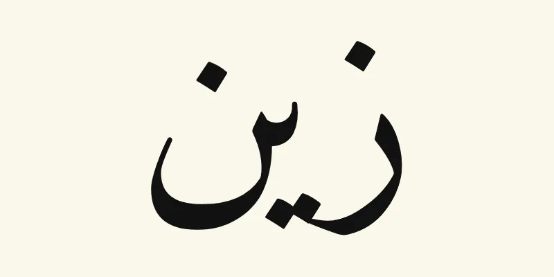 The name Zayn in Arabic, زين, in black Naskh lettering from the Amiri font on a cream background